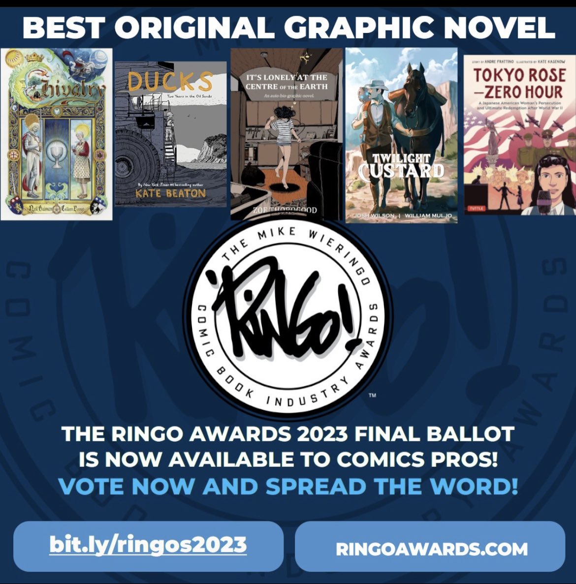 Fellow comic pros! Please consider my book TOKYO ROSE: ZERO HOUR for this year’s “Best OGN” in the @ringoawards! ringoawards.survey.fm/ringo-awards-2… #comics #graphicnovels #ringoawards