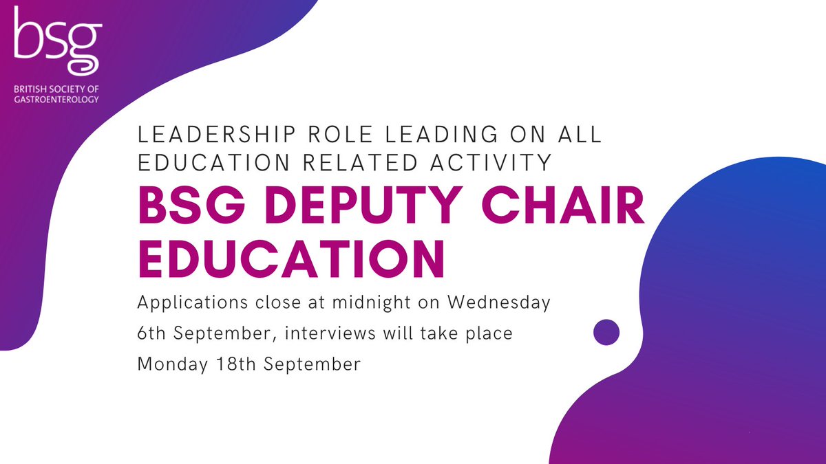 Applications are open for the role of Deputy Chair Education for 2 years from September 2023 – June 2025 🚨 This is a principal leadership role leading on all education-related activity of the Society. Applications close 6th September, apply below 👇 bit.ly/3YNI6lJ