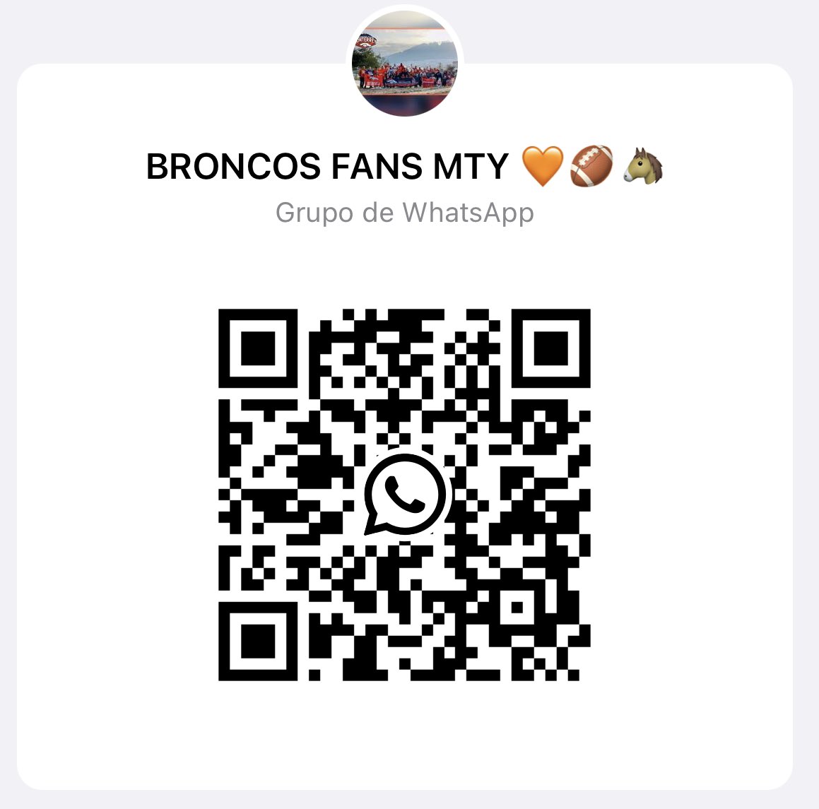 broncosfansmx's tweet photo. Para todos los fans de los Denver Broncos en Monterrey, te invitamos a formar parte de nuestro grupo donde nos reunimos para ver todos los juegos y pasar un buen rato. Únete a nuestro grupo de whatsapp 🤩
#broncosmonterrey #broncosfansmonterrey
#nflmonterrey https://t.co/CQDLE5h0AS