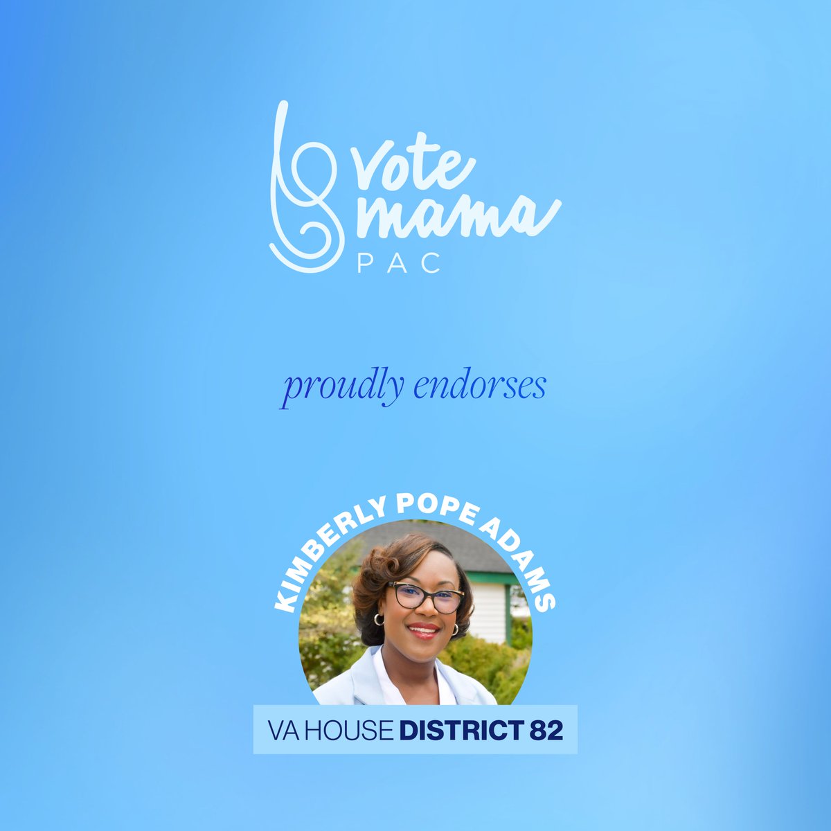 VoteMamaPAC's tweet photo. .@kimadamsforva is a lifelong Virginian who loves calling Dinwiddie County home. For 2 decades she has been an accountant and auditor, and now she's ready to bring accountability to the House of Delegates. Let's elect a tireless advocate for working families, and #ElectThisMama! https://t.co/rpSeKmXsGt