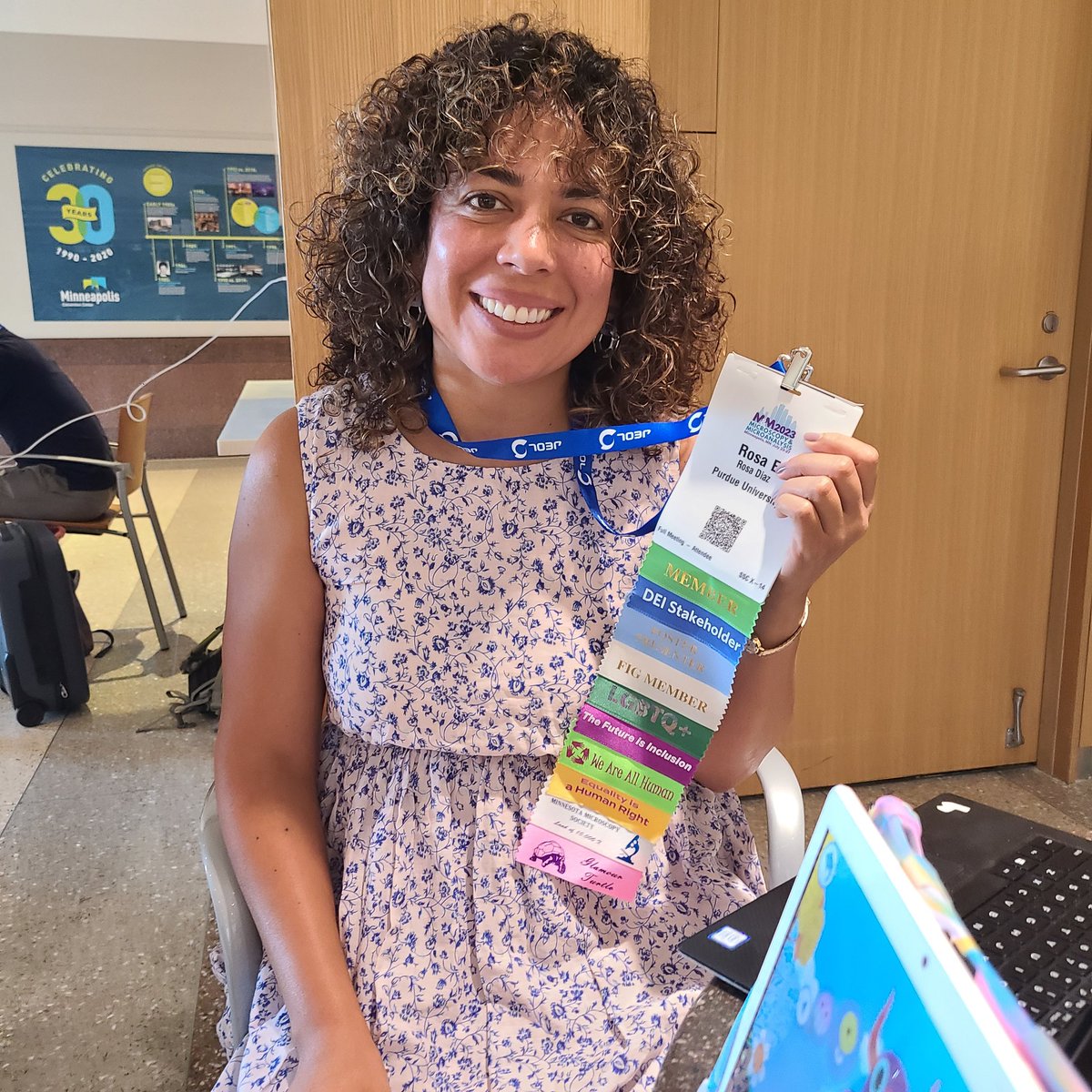 DrDiaz_EM's tweet photo. Starting #MM2023 this morning with great plenary sessions. Don't forget the #MSADEI committee mixer this Wed with @BeadingByTrevaB @mildew4u @DebKellyLab @TirzahAbbott 
Ps. Loving all the ribbons this year, get some of the #MSADEI ribbons and show your support https://t.co/F2KDY5pr7n