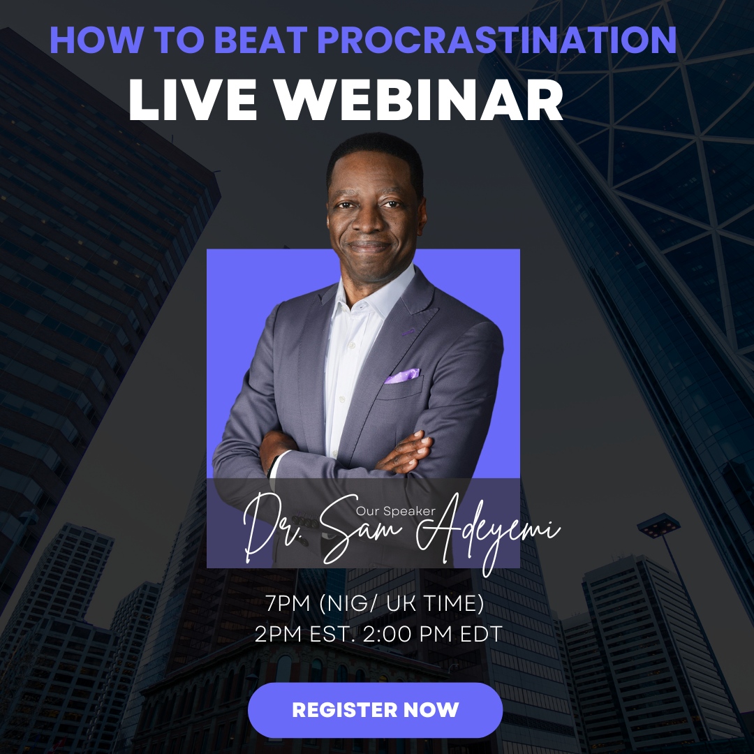 samadeyemiglc's tweet image. 🚀 Reserve your spot for our LIVE webinar on &quot;Defeating Procrastination&quot; and unlock the keys to success. Don&apos;t miss out on this life-changing event! 

👉️ join.samadeyemi.com/registration-p…

Sign up NOW! 💪 #WebinarAlert #ConquerProcrastination #LimitedSeats #TakeChargeToday#samdeyemi