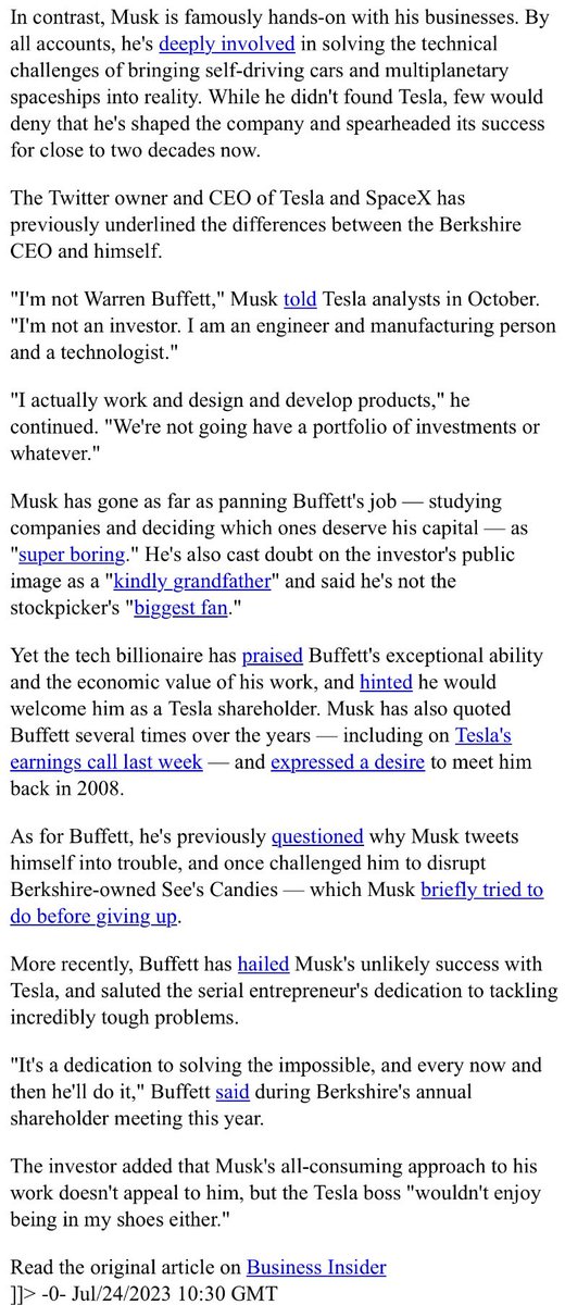 Why I continue to doubt Warren Buffett will invest in $TSLA. Buffett is a value investor; $TSLA is growth - two different worlds.