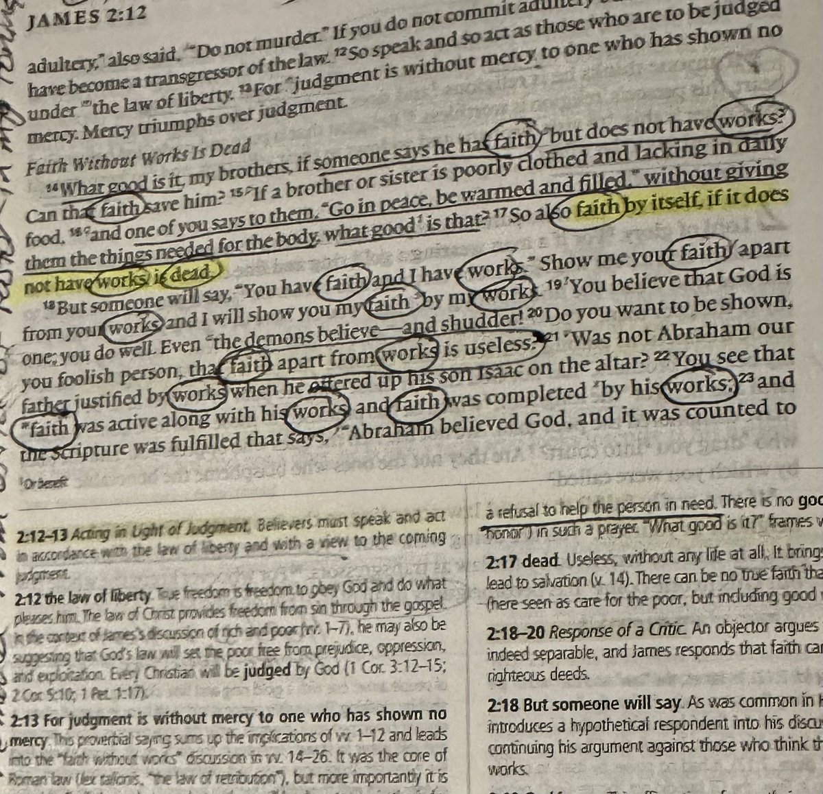 Faith without works is dead. Hadn’t really noticed how aggressively James makes this point before, repeating it over and over and over.