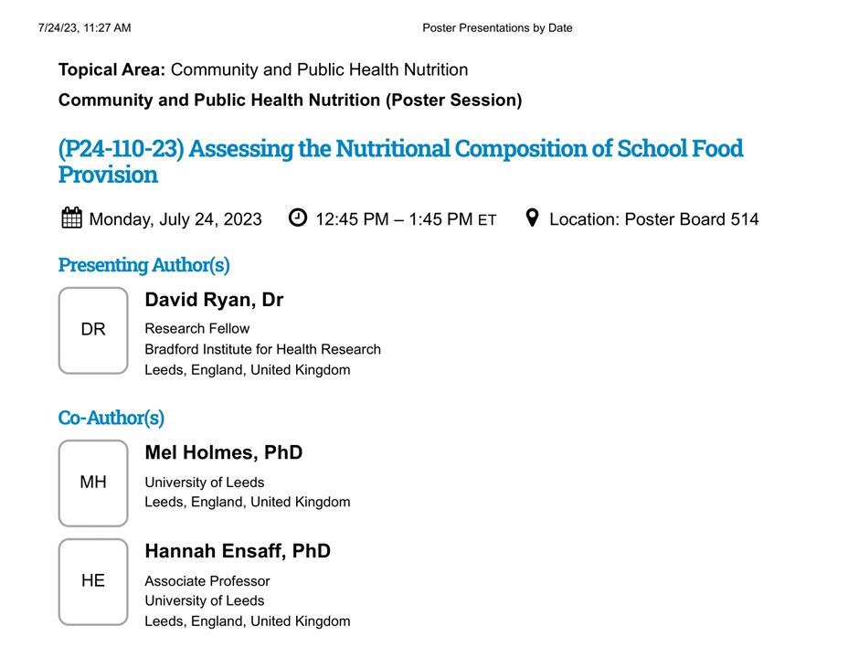 David Ryan (@davidmpryan) on Twitter photo Really looking forward to discussing this poster today at <a href="/nutritionorg/">American Society for Nutrition</a> ASN 2023! I'll be at board 514 come and say hello😀
Assessing the Nutritional Composition of School Food Provision #Nutrition2023 cdmcd.co/9WBQdr Really looking forward to discussing this poster today at <a href="/nutritionorg/">American Society for Nutrition</a> ASN 2023! I'll be at board 514 come and say hello😀
Assessing the Nutritional Composition of School Food Provision #Nutrition2023 cdmcd.co/9WBQdr