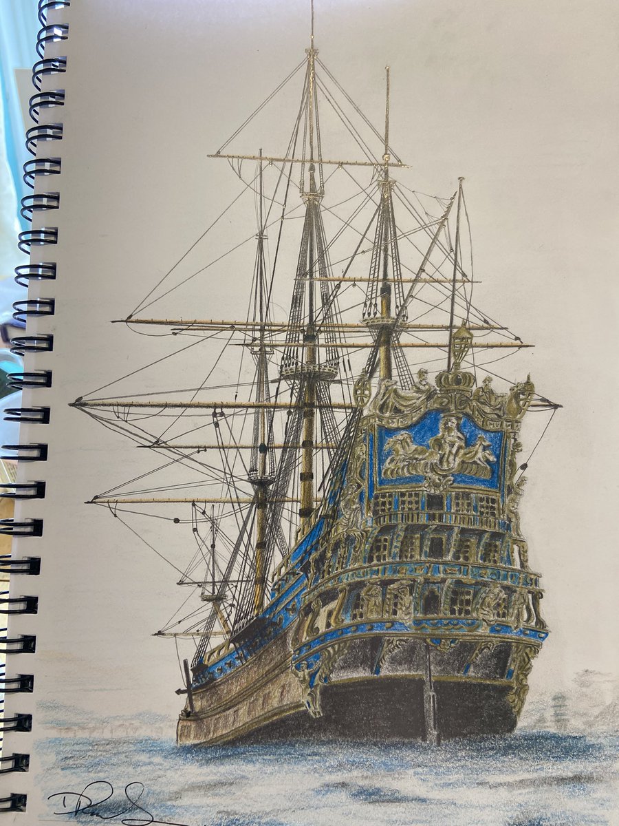 My drawing of the Soleil Royale. # sailingships,#royalnavy,#navy,#sailing,#Pencildrawing #pencilart