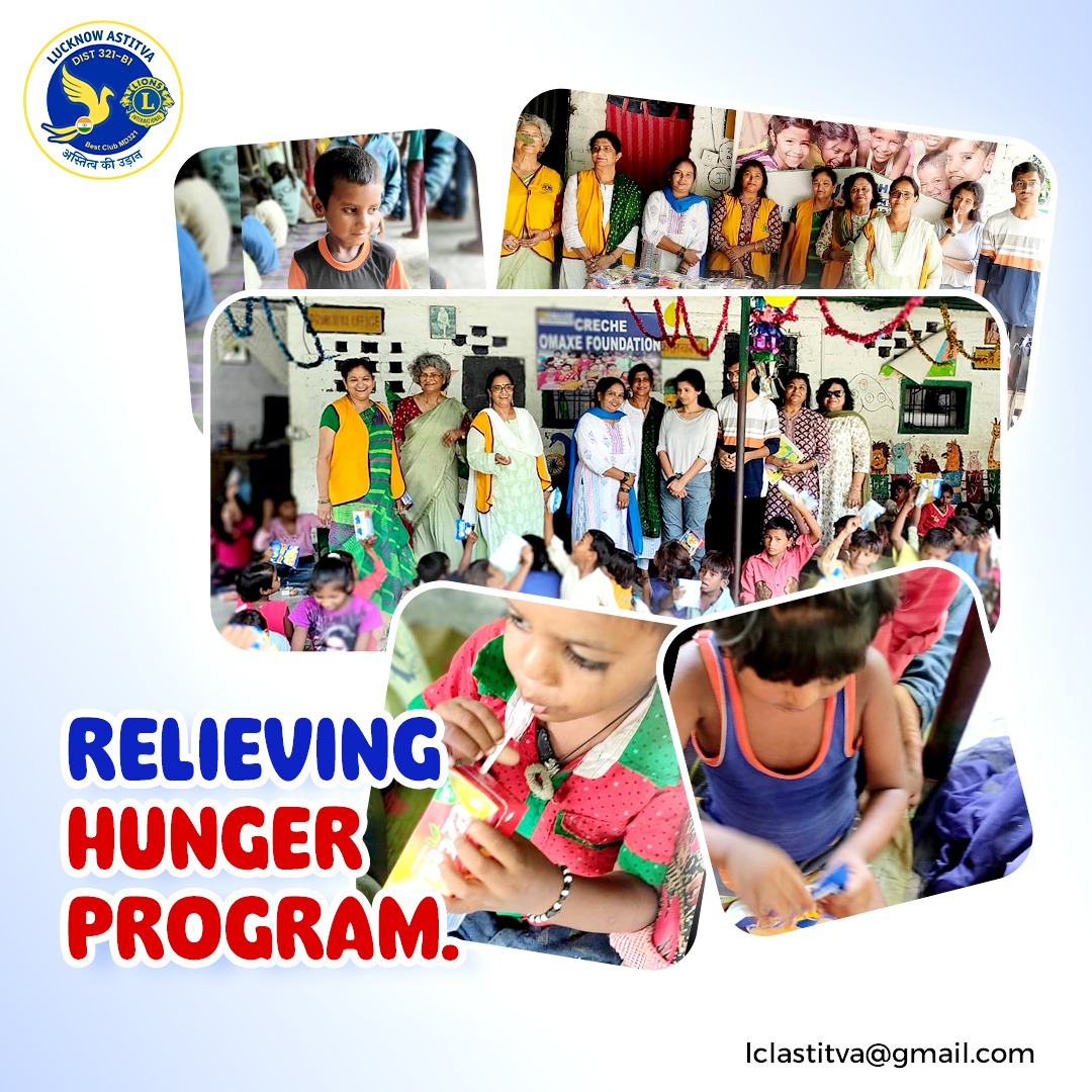 #LionsClub #Lucknow #Astitva, under the Relieving #hungerprogram, distributed snack boxes containing chips, biscuits, chocolates, samosas and juices, amongst the underprivileged children at Omaxe Foundation in Arjunganj.
Under Presidentship of Prakirtita Damodar Pandey