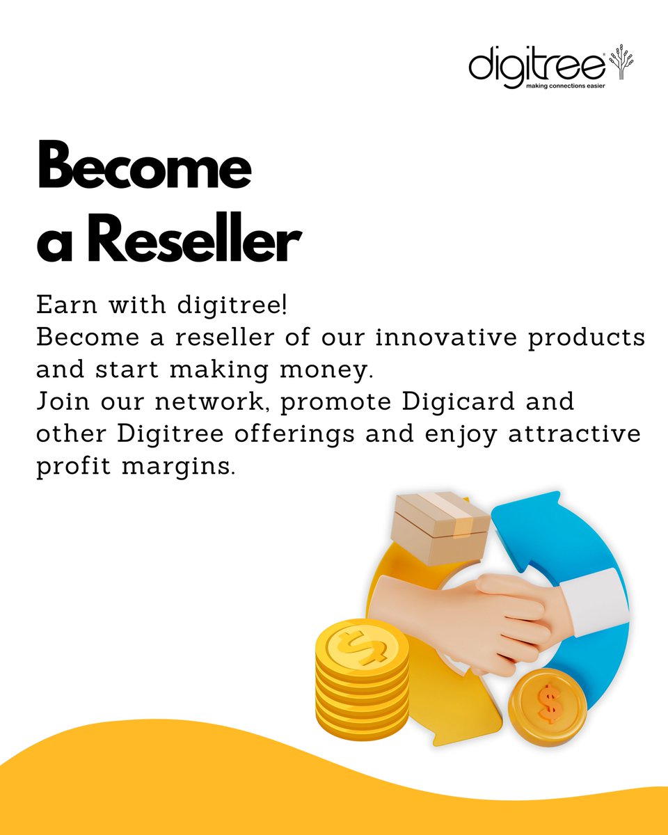 digitreeme's tweet image. Ready to make additional profits?
DIGITREE is the perfect way to do that! Join us as a reseller and start earning with us. Promote our innovative products and enjoy attractive profit margins.
#digicard #digitag #digilink #digiboard #nfcbusinesscard #business #digitree