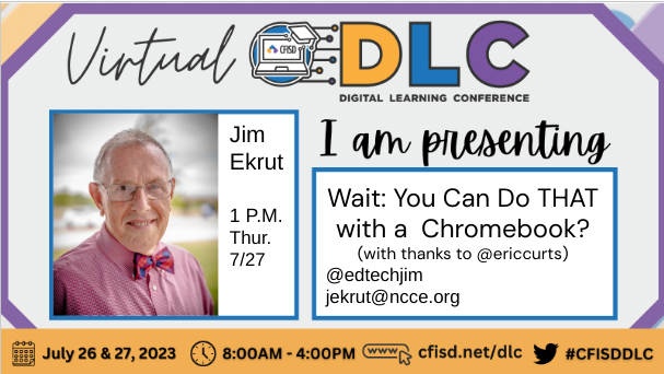 Excited to be presenting virtually for Cypress-Fairbanks ISD this week! Come join <a href="/ericcurts/">Eric Curts</a> <a href="/KieferSarah/">sarah🐅</a> <a href="/educatoralex/">Dr. Desiree Alexander of Educator Alexander</a> <a href="/jmattmiller/">Matt Miller 🗑️</a> <a href="/B_OutoftheBox/">Brooke Lowery</a> <a href="/themerrillsedu/">themerrillsedu 👓👗💚 #interACTIVEclass</a> <a href="/TechNinjaTodd/">Todd Nesloney</a> and many others. It's FREE! #IamNCCE