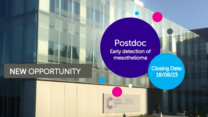 CRUK_SI's tweet photo. We are looking for a Postdoc to work w @DJMurphyLab1 &amp; Comp Biology group leading the interrogation and integration of multiomics data as part of a consortium effort for the early detection of Mesothelioma.
#postdocjobs #sciencejobs

Find out more: https://t.co/miGCMJcKZk https://t.co/5VXeQpcDar