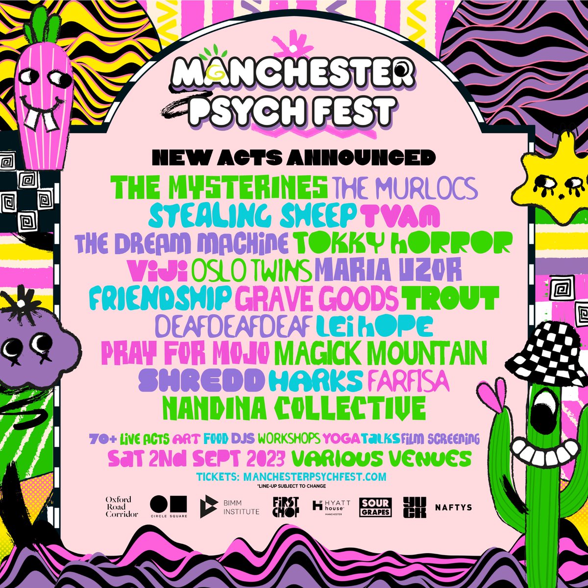 In case you missed it, @mancpsychfest have unveiled the final wave of acts for this years festival. @themurlocs @TheMysterines @stealingsheep @_tvam @DreamMachineHQ @tokkyhorror and more all join this years bill. Tickets: manchesterpsychfest.com