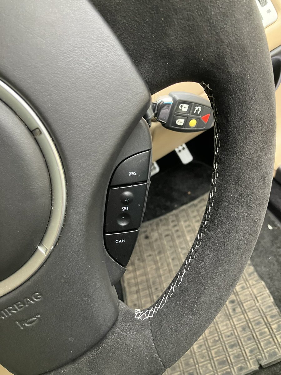 A fantastic upgrade changing the steering wheel material from leather to alcantara.

It looks, and especially feels, fabulous and brings a fresh look to the interior. Alternatively we can offer full Napa leather instead as well as a choice of stitching colours.