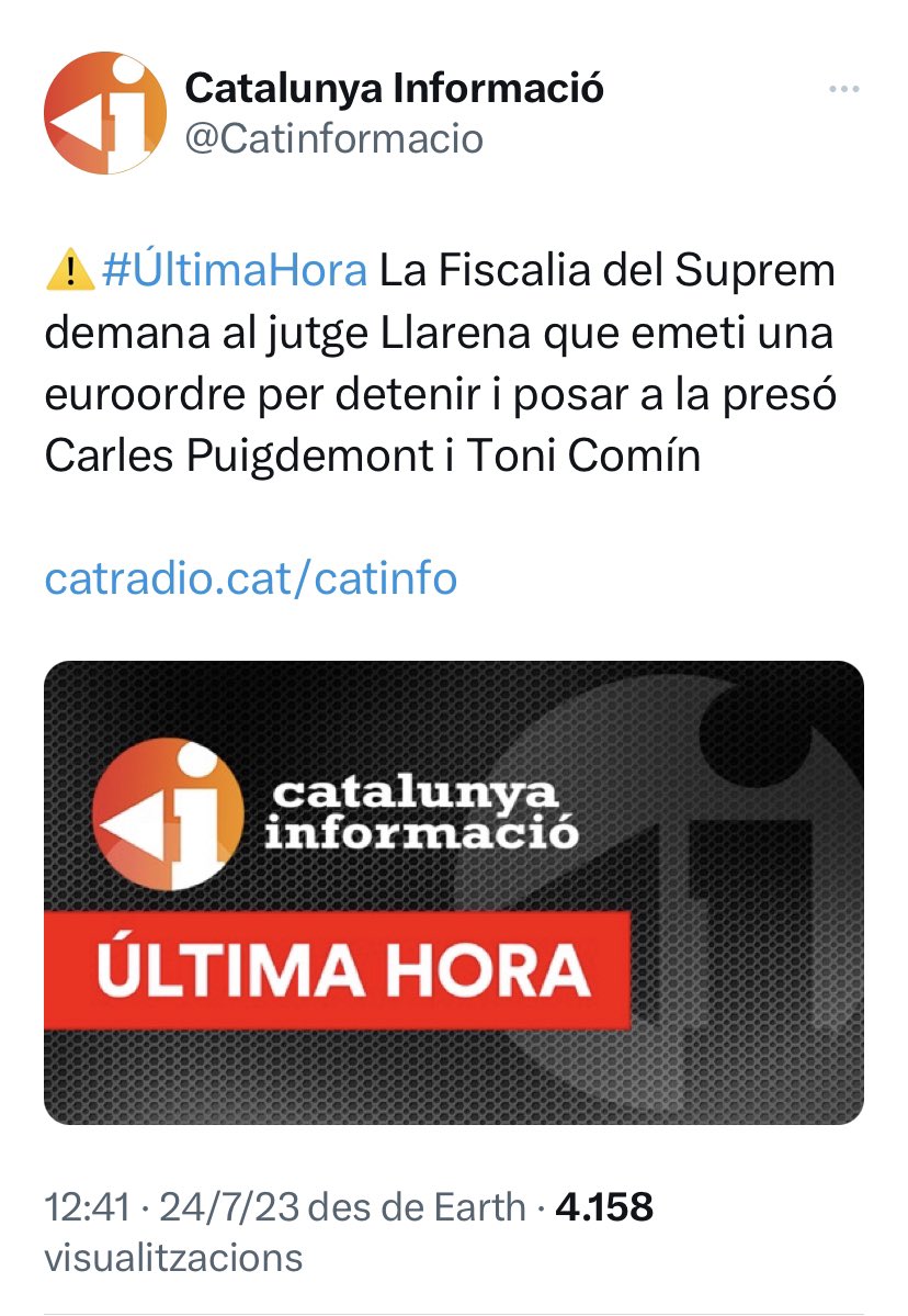 Els tribunals ja han fet la seva pròpia anàlisi dels resultats electorals. Han mogut fitxa abans que Pedro Sànchez! 
Detenció per a la consellera <a href="/ClaraPonsati/">Clara Ponsatí</a> i euroordre per detenir el President <a href="/KRLS/">krls.eth / Carles Puigdemont</a> i el conseller <a href="/toni_comin/">Toni Comín</a>.
Desjudicialització màxima! 
El “problema catalán”