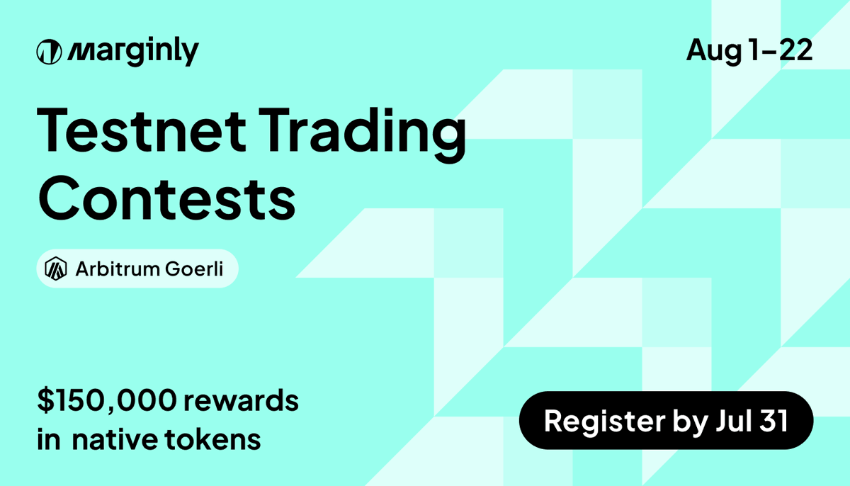 Calling all DeFi enthusiasts! We are introducing our Marginly testnet trading contests🎊 We revamped our testnet campaign and $150,000 worth of native tokens are up for grabs! 🚀 Register now for the first trading contest on #arbitrum: marginly.com/onboarding Learn more: 🧵👇