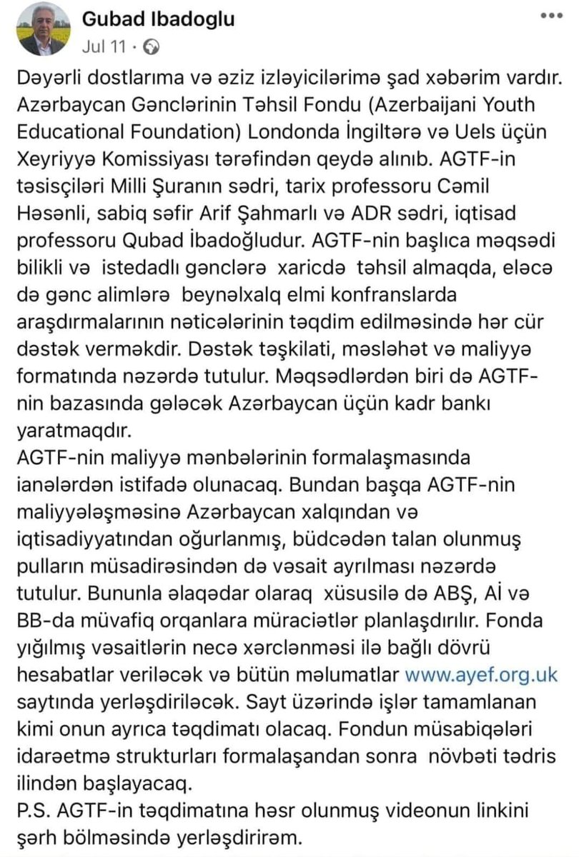 "Atam Əliyevin oğurladığı pulları qaytarmaq istədiyi üçün həbs edilib".

Qubad İbadoğlunun qızı Jalə Bayramova: "Atam dostları ilə birlikdə Londonda Azərbaycan Gənclərinin Təhsil Fondunu təsis edib.
Fondun məqsədi o idi ki, azərbaycanlı tələbələrin xaricdə təhsilini təşkil