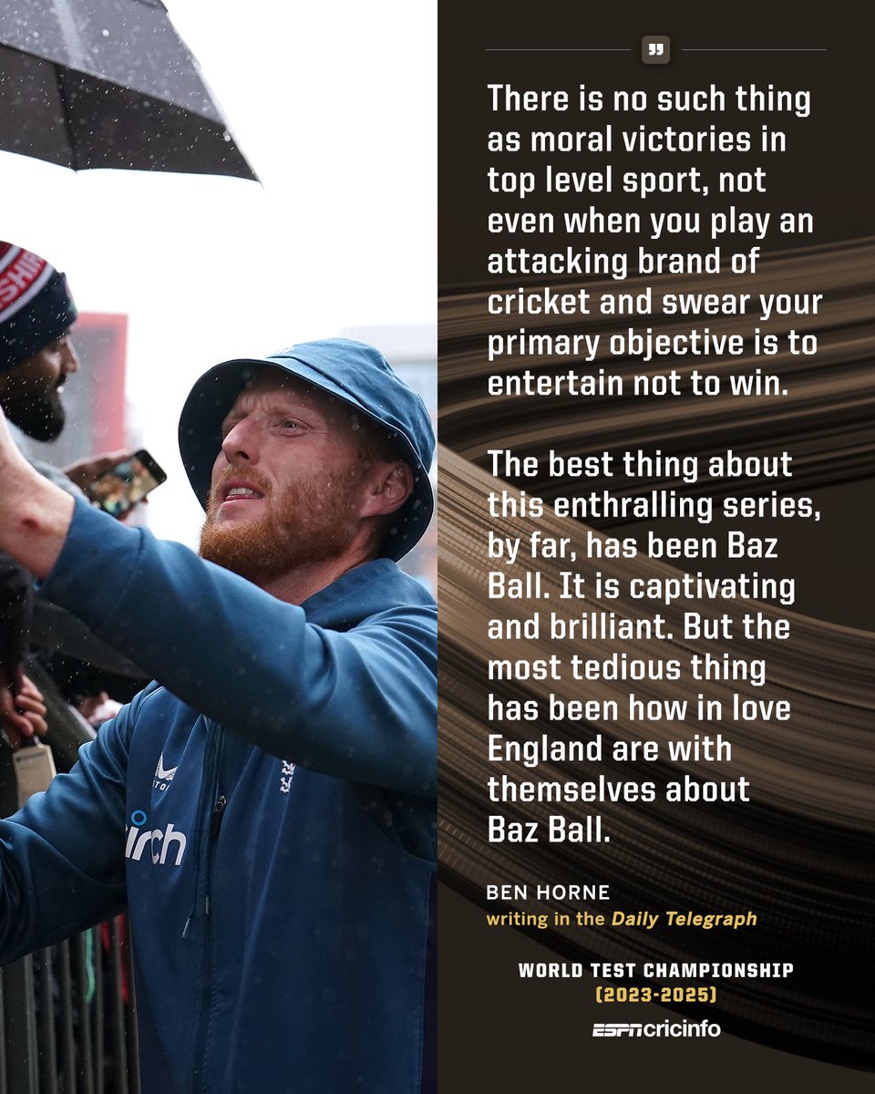"It's time England stopped acting like the urn has just been stolen from their back pocket by a thief in the night"

Not much sympathy for England from the Australian press after rain had the final say at Old Trafford es.pn/3K8GXQQ #Ashes #ENGvAUS