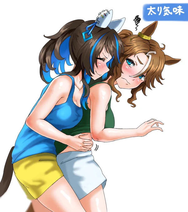 相方のお腹をラビュるヘリオス#ウマ娘 #メジロパーマー #ダイタクヘリオス 
