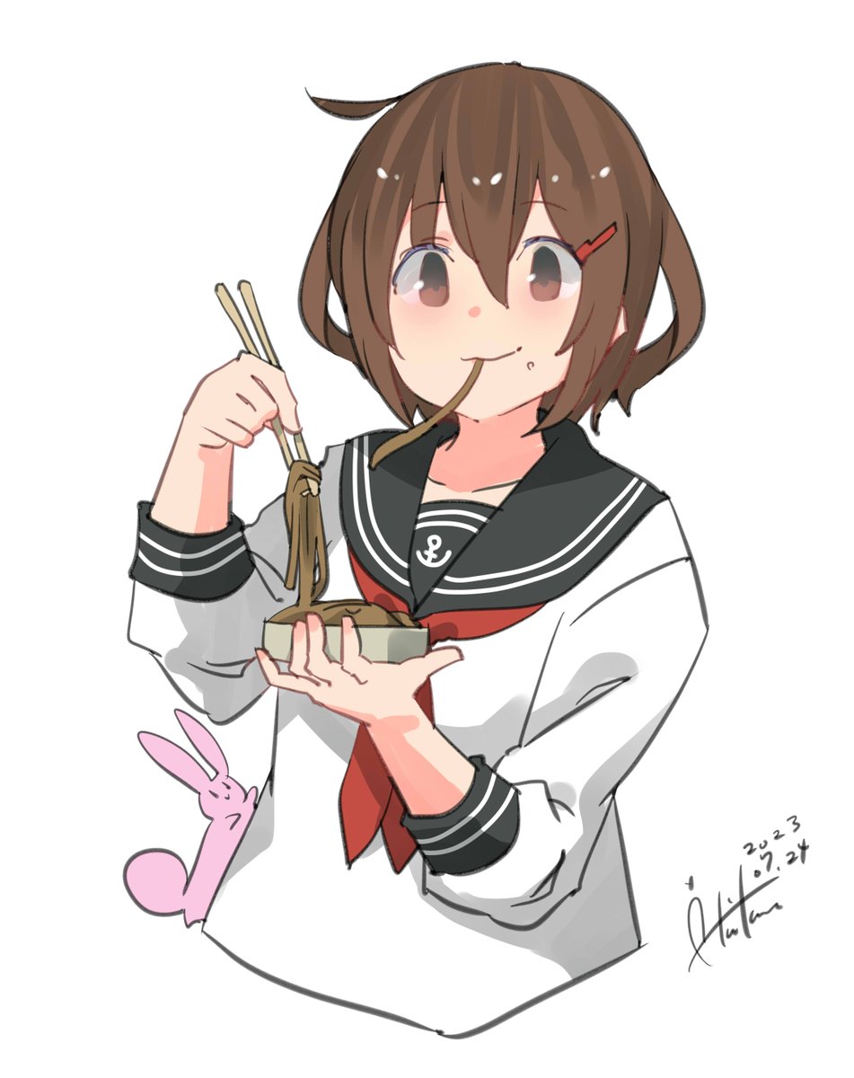 艦これ「雷『やきそばうまうま!』 #艦これ #雷」|あき缶@inicaのイラスト