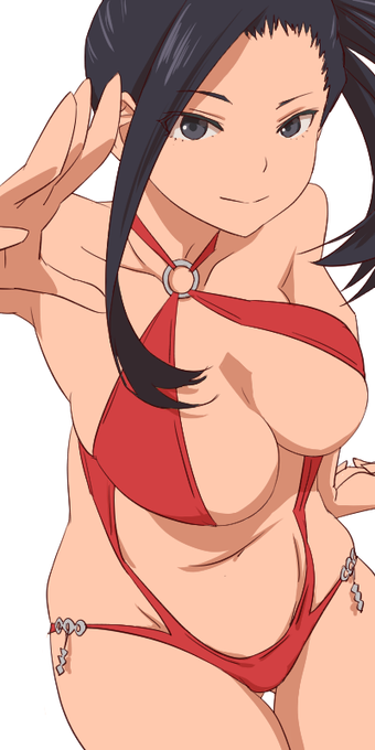 #ヒロアカ 38巻のキャラ紹介が水着だったんですよ。真面目なヤオモモさんが自分でこれを選んだってのが、こうね 