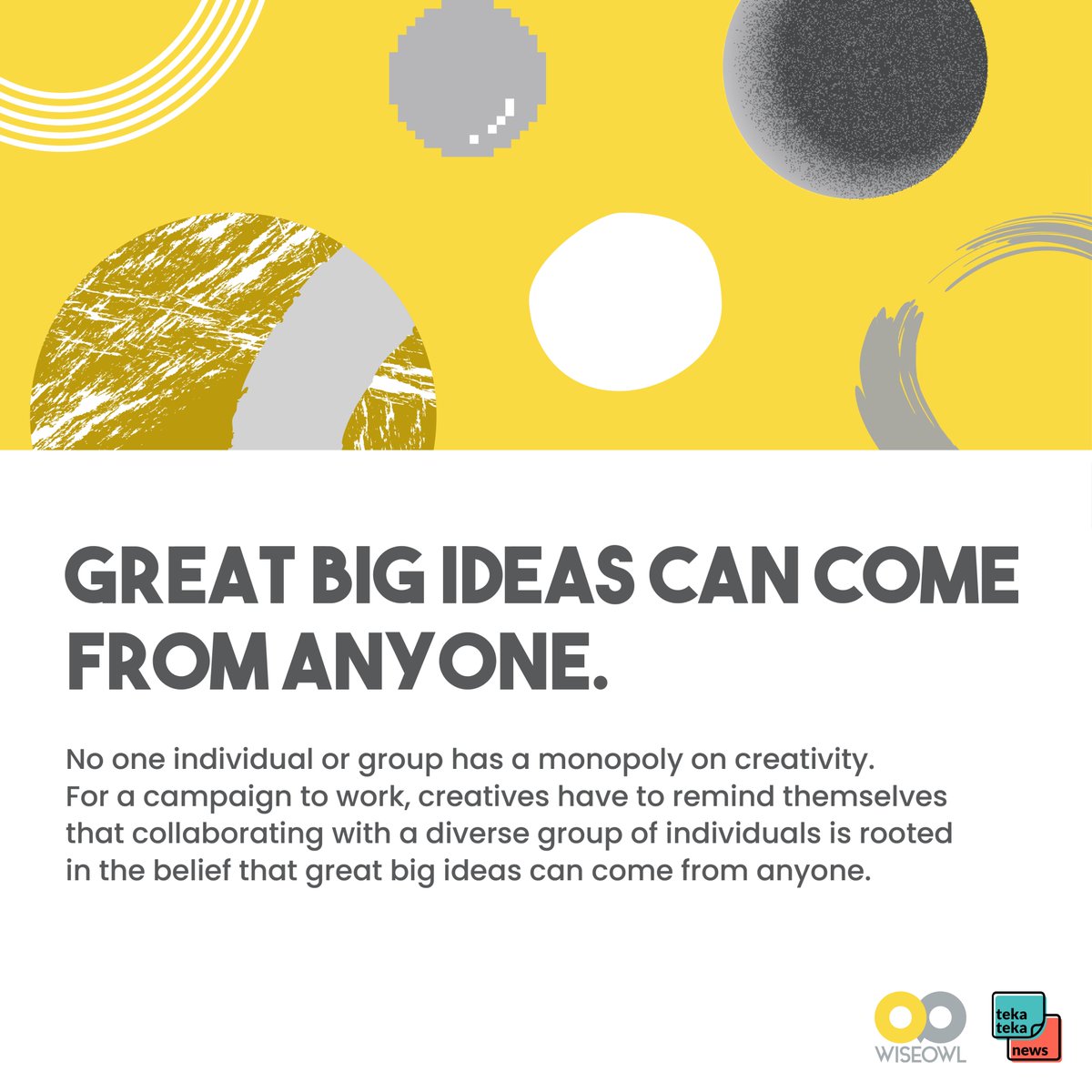 wiseowlph's tweet photo. ABOUT CREATIVES, BUT NOT ABOUT CREATIVES? 🤔 Here are the top takeaways about building campaigns with civil society organizations, from Creative Strategist, Joza Nada

Catch WiseOwl’s full @tekateka_news op-ed: About creatives, but not about creatives (Link 👇) https://t.co/h5WWpYOpT3