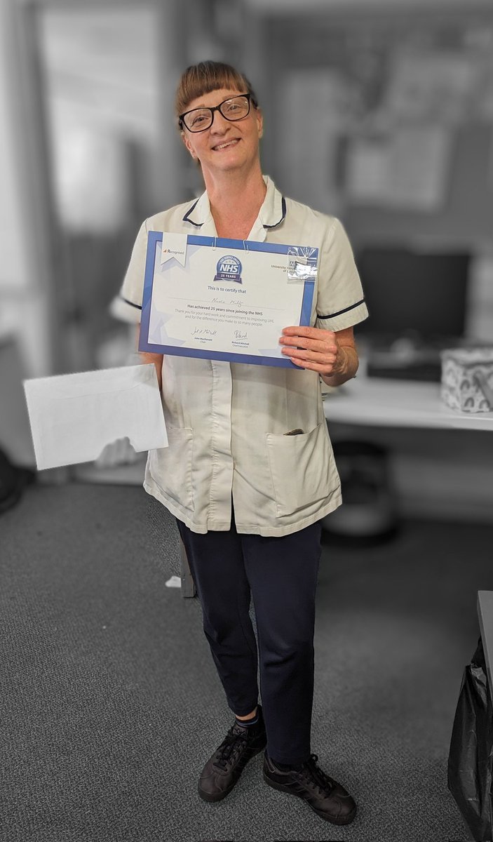 Congratulations to the lovely Nicky Mills (Advanced Physio Practitioner) for her 25 years service in the NHS! We are lucky to have you Nicky!! 💖 <a href="/SandraSpeller1/">Sandra Speller 💙</a> <a href="/laurichmeadows/">Laura Meadows</a>