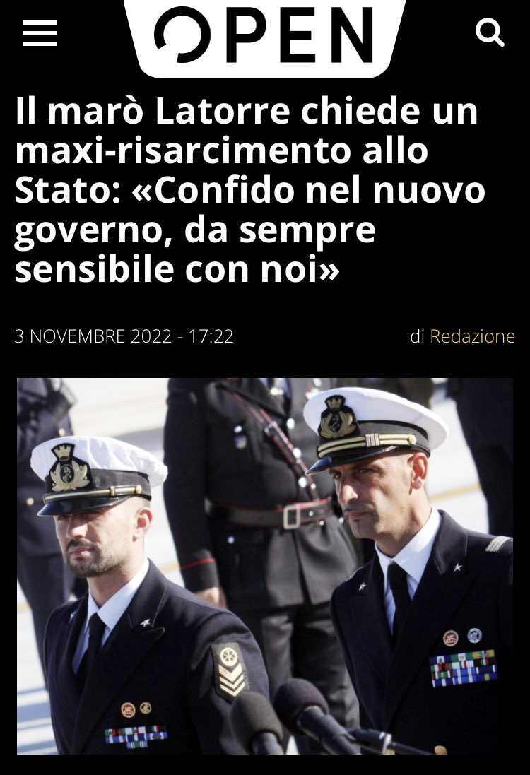 La riconoscenza di chi ha fatto causa allo Stato e chiesto un risarcimento milionario.

Da incorniciare.
