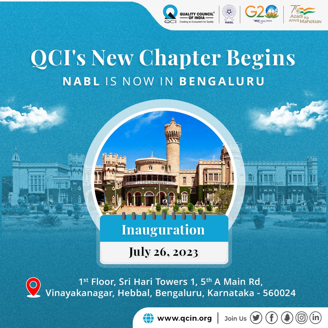 QCI #qualitymatters (@qualitycouncil) on Twitter photo We are thrilled to announce QCI's expansion in Bengaluru.
Our journey towards taking the #quality movement across India leaps as NABL steps foot into the vibrant tech hub of India, commencing its regional office on July 26, 2023.
<a href="/jaxayshah/">Jaxay Shah</a>
@ravipsingh We are thrilled to announce QCI's expansion in Bengaluru.
Our journey towards taking the #quality movement across India leaps as NABL steps foot into the vibrant tech hub of India, commencing its regional office on July 26, 2023.
<a href="/jaxayshah/">Jaxay Shah</a>
@ravipsingh