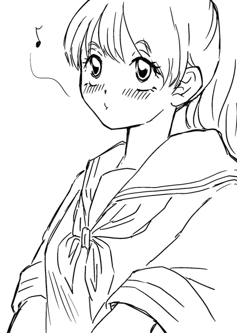 酔っ払いらくがき 男子みたいなはぐらかし方をする制服女子「ピュ〜、なんのことでっしゃろ。」 