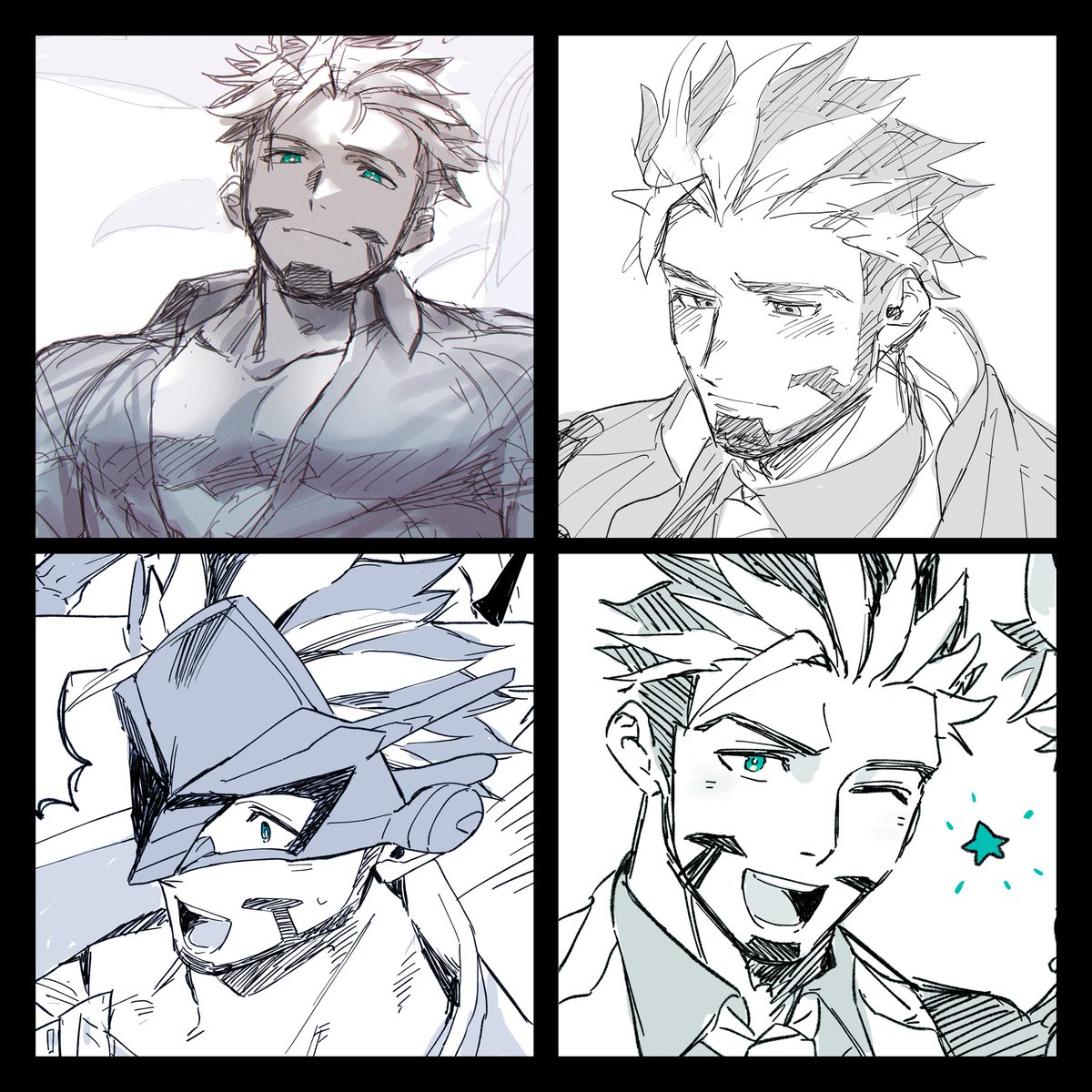 #このタグを見た人は推しの初描きと現在の絵を載せる 14章開幕直後(約1ヶ月前)← →14章終了後&夏イベ(今)  オスカー可愛くなっとる!!!!!!!!!!!!あからさまに印象変わっとる!!!!!!!!