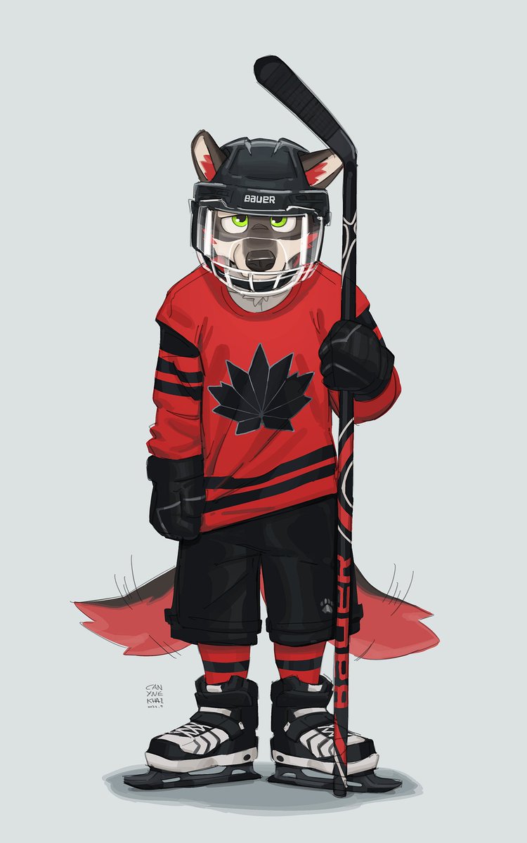 Hockey puppy🏒 OC of Kannuk. It seems that these gear is too big for this little dog💦