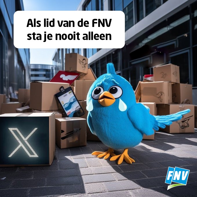 Vooral als meest loyale mascotte van het bedrijf.
🕊️fnv.nl/lidworden

#TwitterX #RIPTwitter #X #FNV #vakbond #vakbondvooriedereen
