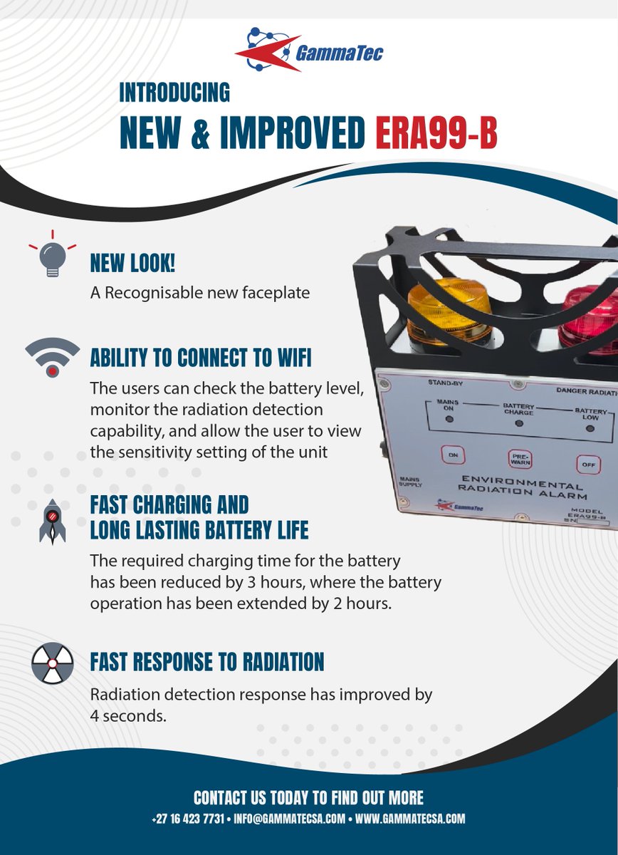 Introducing the NEW &amp; IMPROVED: ERA99-B
For more information contact us today.
+27 16 423 7731
info@gammatecsa.com
gammatecsa.com