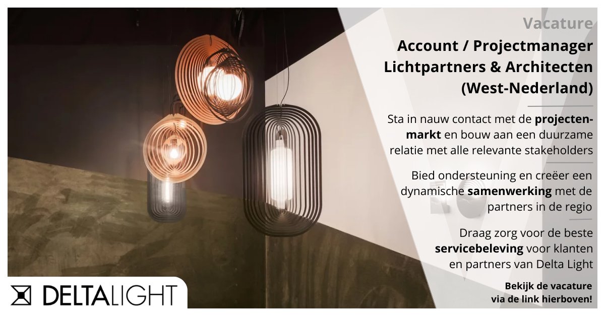 _Voltys's tweet image. Vacature Account / Projectmanager | Lichtpartners &amp;amp; Architecten (West-Nederland) bij Delta Light in Amsterdam.
