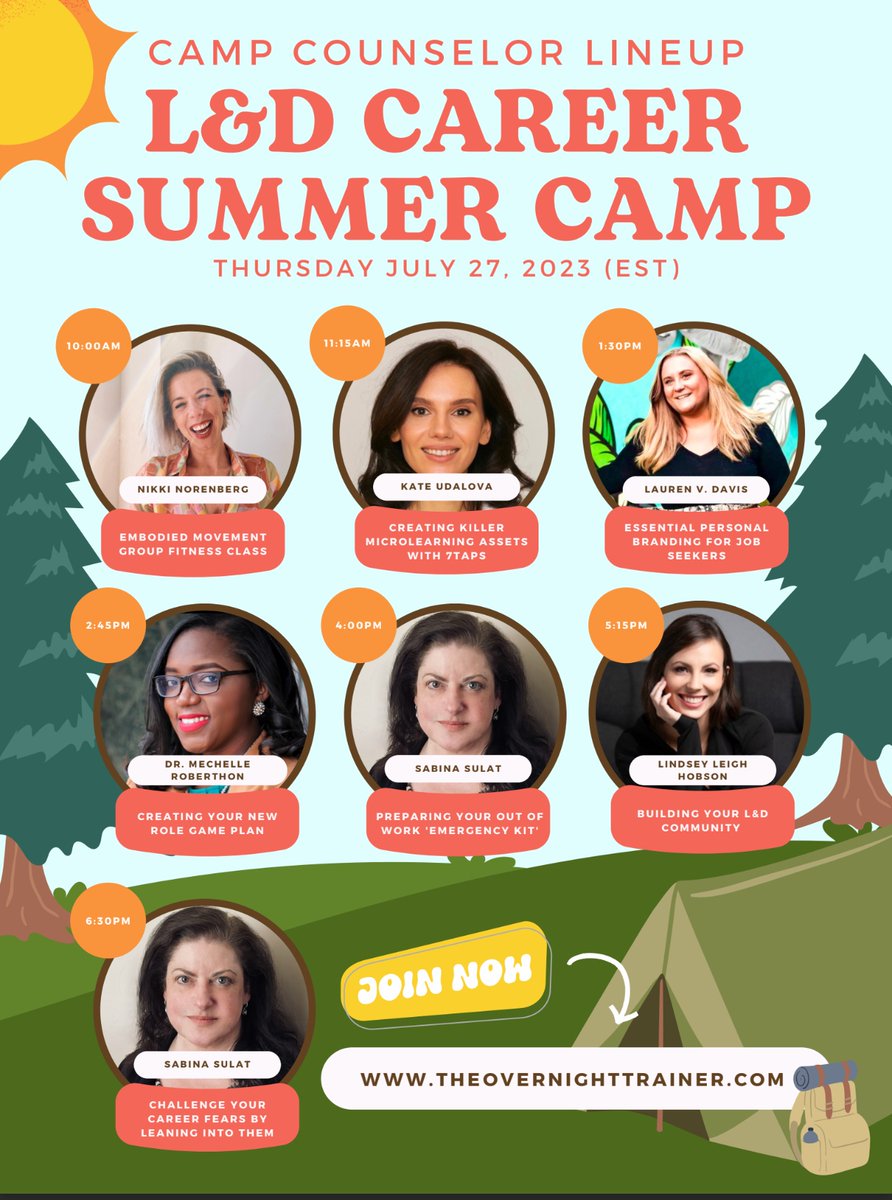 And this isn't even everyone! I'm a speaker at L&amp;D Career Summer Camp! A week-long interactive and experiential virtual retreat for Learning and Development career by The Overnight Trainer, Sarah Cannistra

Take 15% OFF: LVD15 

Register here: l8r.it/Bp4k