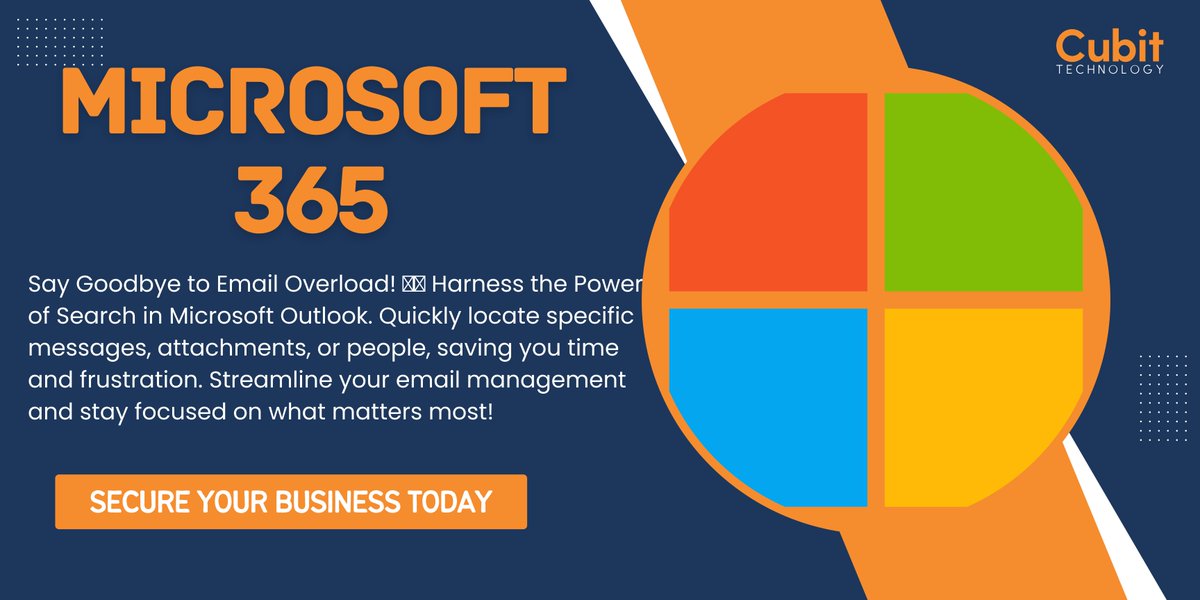 Streamline your email management and stay focused on what matters most! 💼💪 Microsoft 365 Support for Businesses in London - Cubit Tech 
#MicrosoftOutlook #EmailProductivity