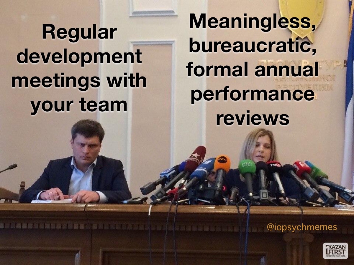 Do you think performance reviews are useless? They really can be, if they aren’t done in conjunction with regular, timely, developmental feedback
#leadership #PerformanceReviews #OHPsych #IOPsych #iopsychmemes #psychology #psychologymemes #psychmemes #APpsych (rerun)