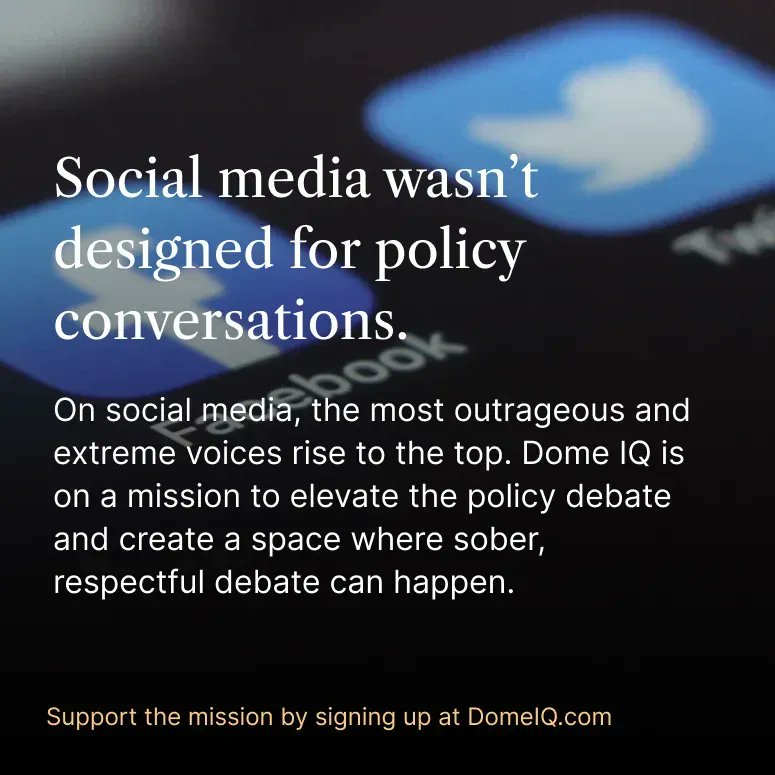 Social Media wasn't designed for policy conversations.

Download Dome IQ today at buff.ly/3NfjIpe

#DomeIQ #DemocratizePublicPolicy #MichiganPolicy #SocialMedia
