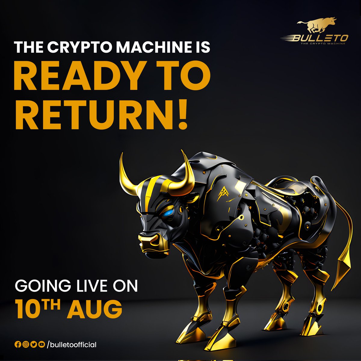 Lakshit101's tweet photo. Bulleto: The #Crypto Machine is ready to return! 👑
Don't miss the chance to be part of the world's first 100% verified co-matrix smart contract plan,
offering incredible rewards in #Bitcoins! 💰💰
Turn your dreams into reality with #Bulleto 🚀 https://t.co/rcXtakGVTq