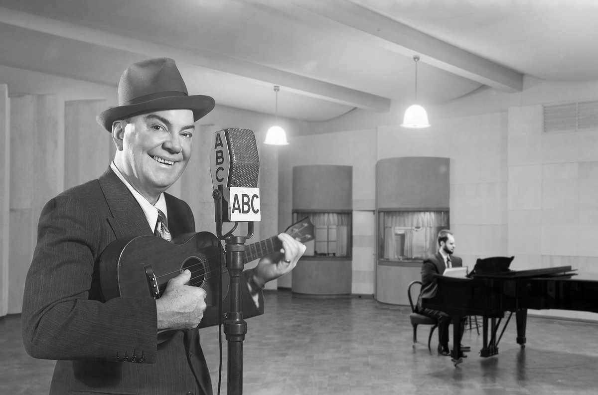 Recording a number in the studio.