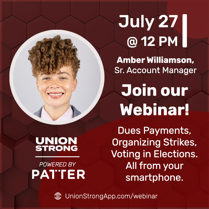 How are you reaching your Union members?

Join the Union Strong webinar with our Sr. Account Manager Amber Williamson this Thursday, July 27 at 12 pm ET to learn how your Union can utilize the power of a Labor Union smartphone app.

Register below!
bit.ly/3Qa184H
#Union