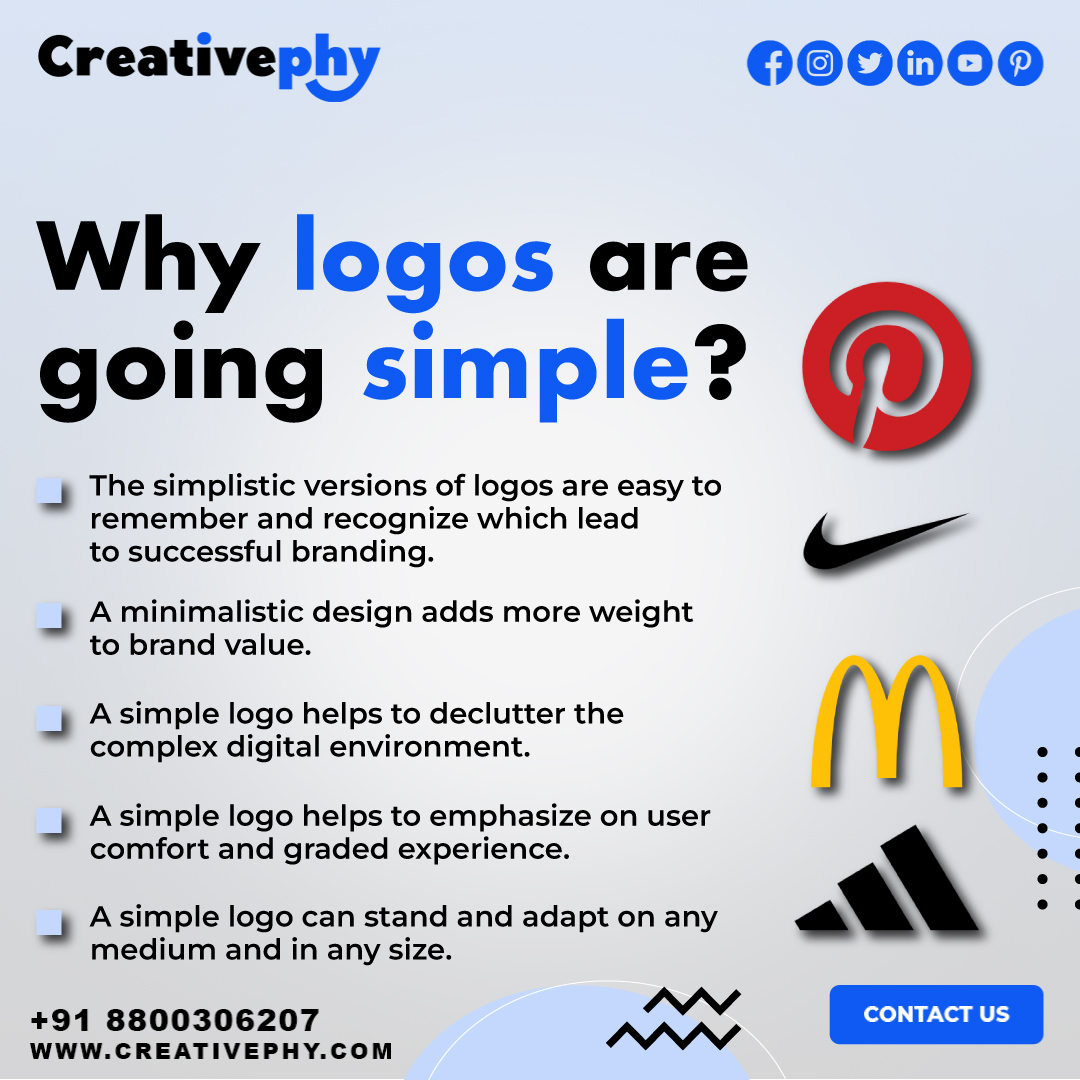 Clear, Concise, Captivating: The Appeal of Simple Logos.

#SimpleLogos #MinimalLogoDesign
#CleanDesign #LessIsMore
#LogoInspiration #SimpleBranding
#MinimalistDesign #LogoDesign
#MinimalBrand #SimpleDesigns
#LogoIdea #LogoMinimalist
#BrandIdentity #creativephy
