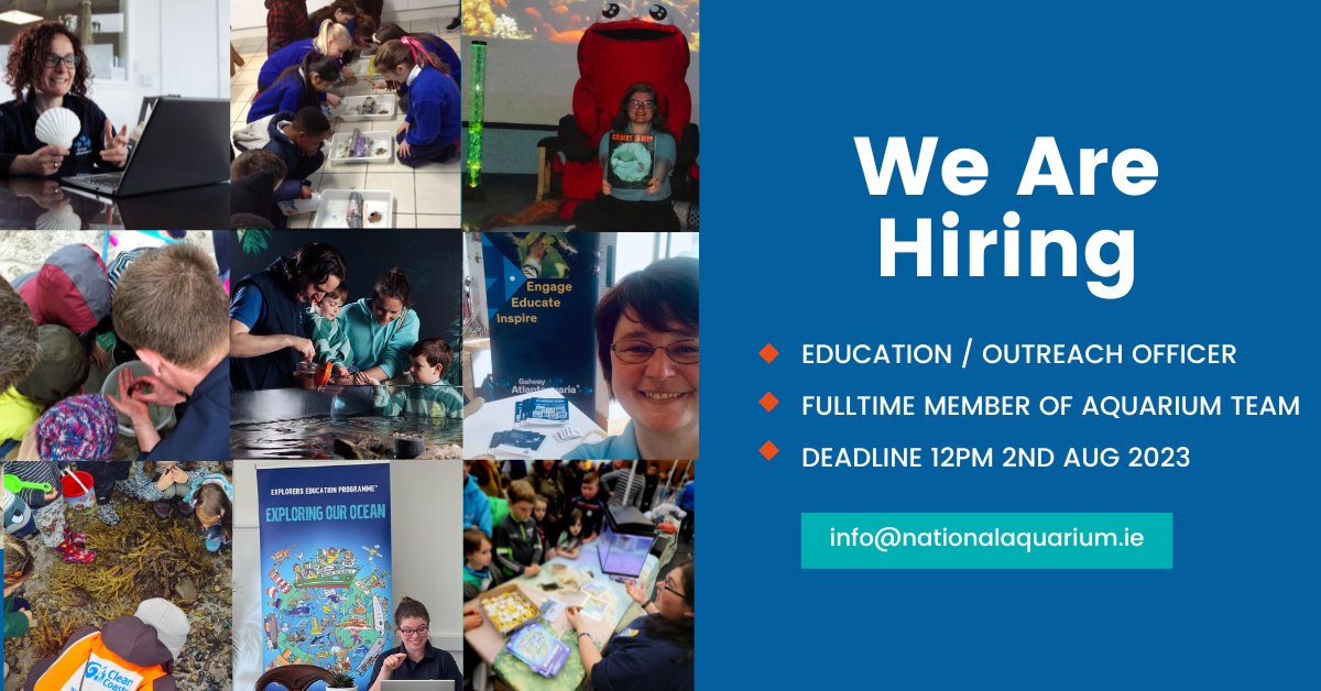 Full-Time Education / Outreach Officer position open at Galway Atlantaquaria. Closing date for applications is 12pm on 2nd of August 2023. Information on how to apply at docs.google.com/document/d/1PN… #oceanliteracy #jobopportunity