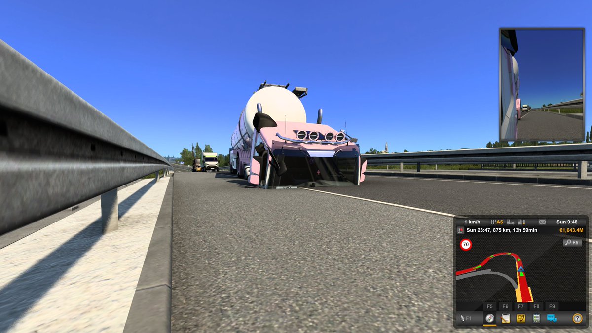 MathyouPage's tweet image. Umm, @SCSsoftware, care to explain this? Situated at M60 near south of Pecs. East bound near the bridge.