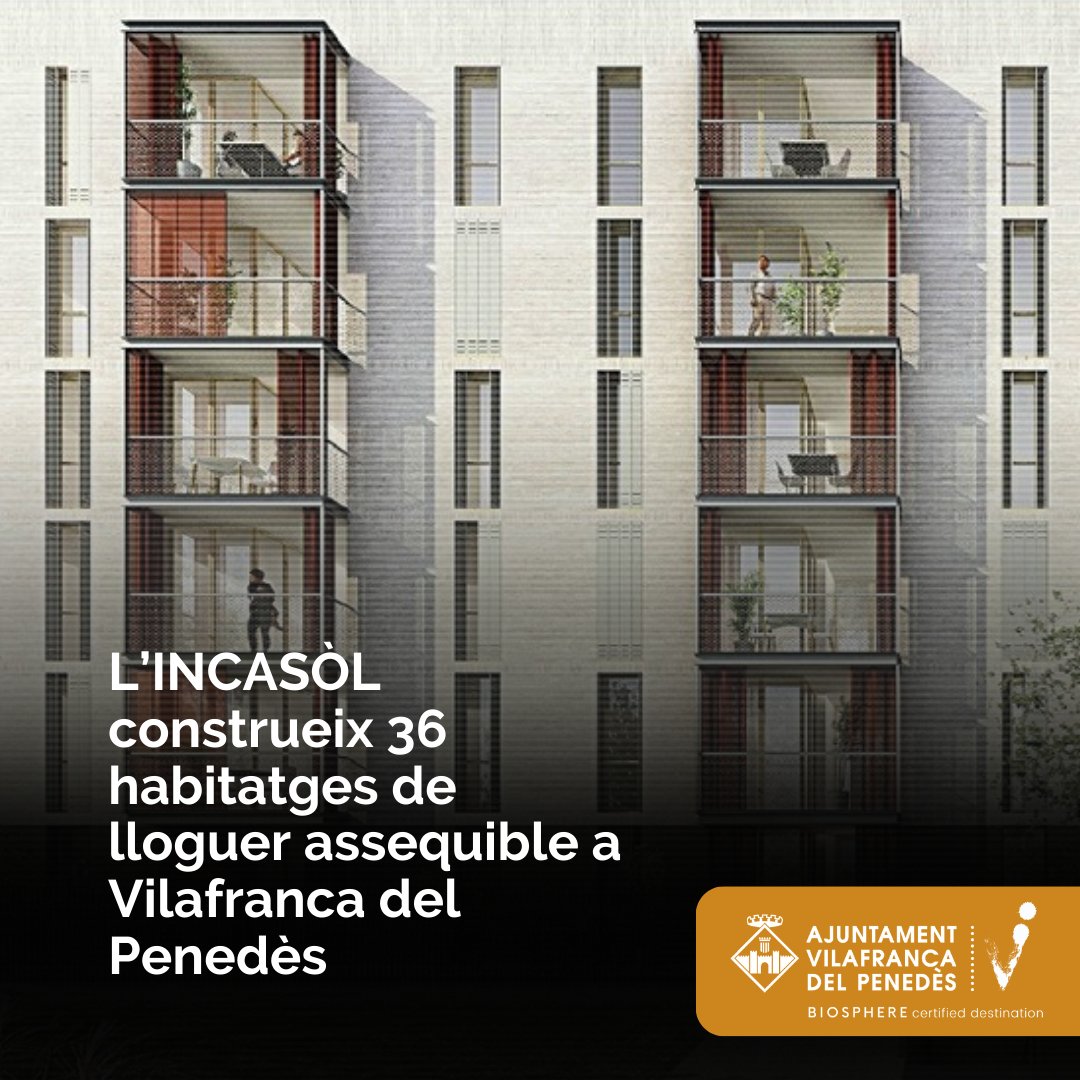 VilafrancaAj's tweet image. 🔑L’INCASÒL construeix 36 habitatges de #lloguer assequible a #Vilafranca, en un solar cedit per @vilafrancaaj al c/Glòria Lasso.
👉Es reserva un 25% d’aquests habitatges per a joves menors de 35 anys.
➕ info a vlf.cat/incasol0723