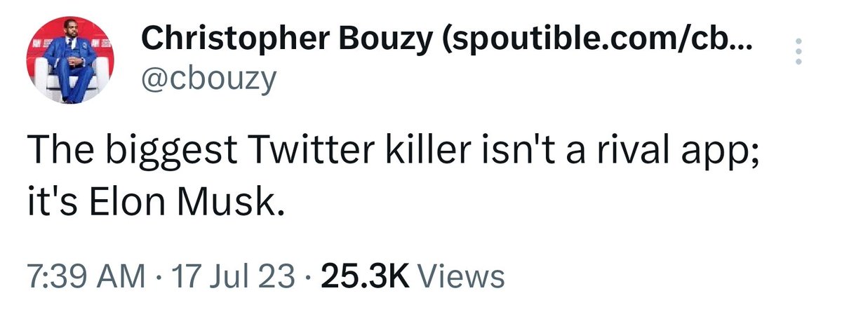 cbouzy's tweet photo. I was right about Bluesky, Threads, and Elon. People got mad at me for criticizing Bluesky, and what I said would happen literally happened. Threads is a terrible Instagram add-on with media hype; it's not a real app. As for Elon, he is the most significant Twitter killer. https://t.co/5hu2PH0PsC