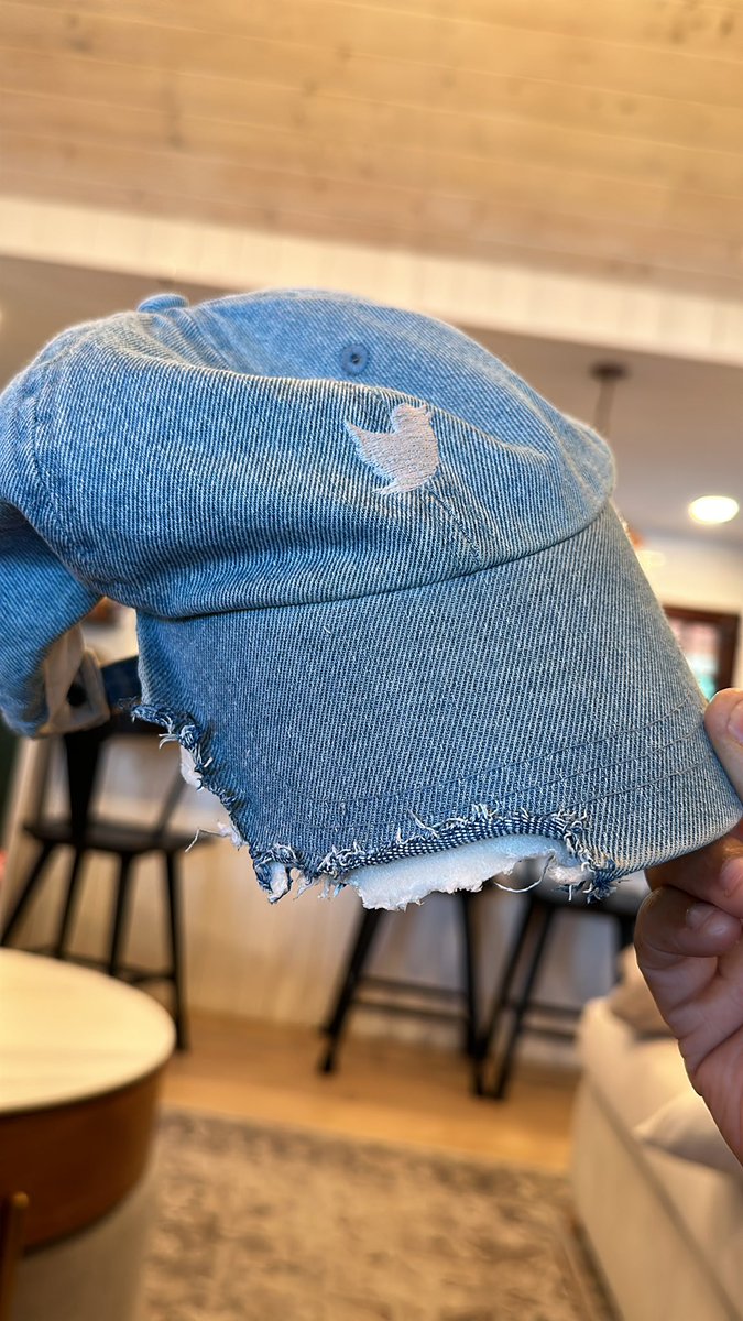 Hey <a href="/elonmusk/">Elon Musk</a> since the Larry is making his exit, think i can get another denim <a href="/Twitter/">Twitter</a> dad hats?? My dog ate mine 💔

You da best!