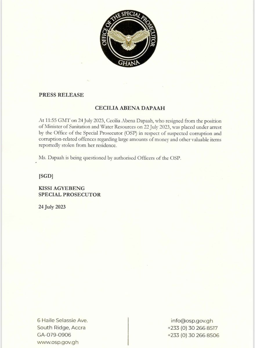 Office of the Special Prosecutor-Ghana tweet media