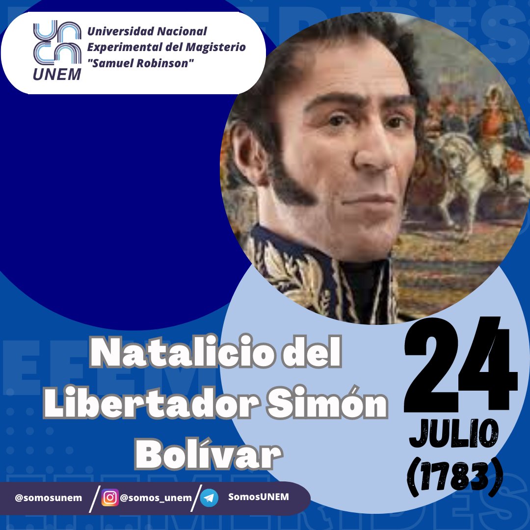 #Efeméride 🗓️|| Hoy conmemoramos los 240 años del natalicio del Libertador Simón Bolívar, con sus ideas libertarias e integracionistas y profunda convicción antiimperialista, el padre de la #Patria, rompió las cadenas del colonialismo español.
#BatallaNaval200
<a href="/NicolasMaduro/">Nicolás Maduro</a>