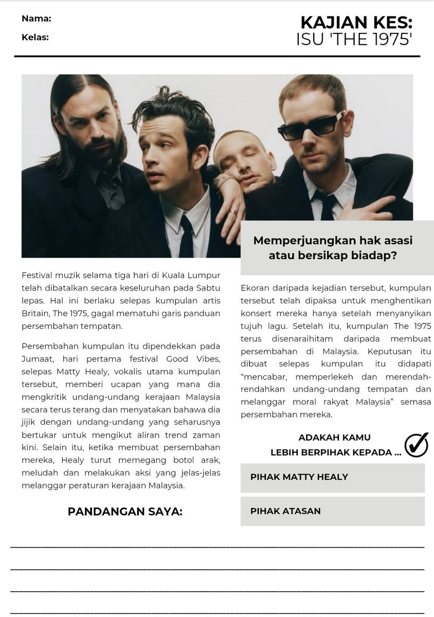 Bringing The 1975 issue into my Malay classroom looks like this. Couldn't resist.