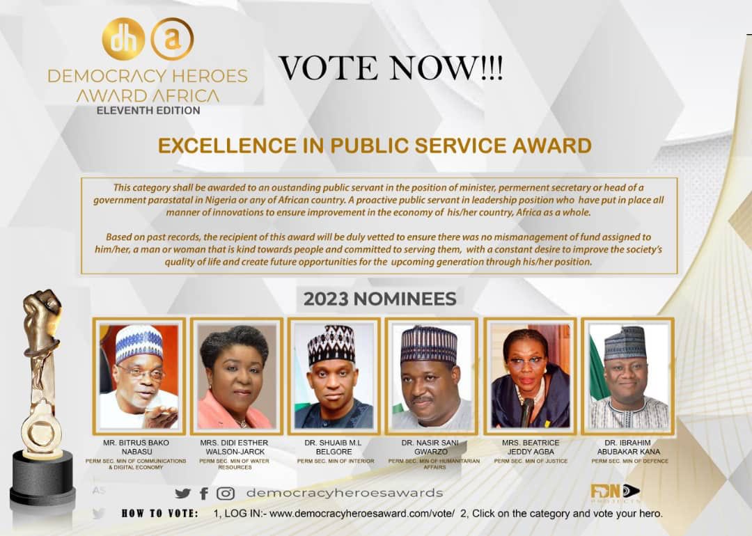 Hello Beneficiaries..

The Vote for Excellence in Public Service and Most Prolific Technocrat of the year Award is on… 🫡

So, who’s your guy? 

Please click on the link below and scroll all the way down to participate in this category.⬇️

democracyheroesaward.com/vote/

#whoisyourguy